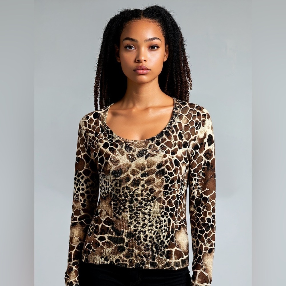 Vertigo Paris Stretchy Knit Animal-Print Top
